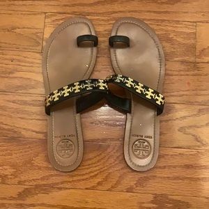 Tory Burch Black and Gold Sandals